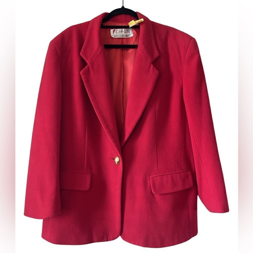 CHAUS Classic Vintage Wool Red Blazer Size 14